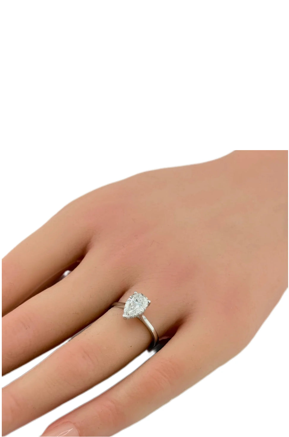 1.58ct 14K White Gold Pear Diamond Halo Engagement Ring