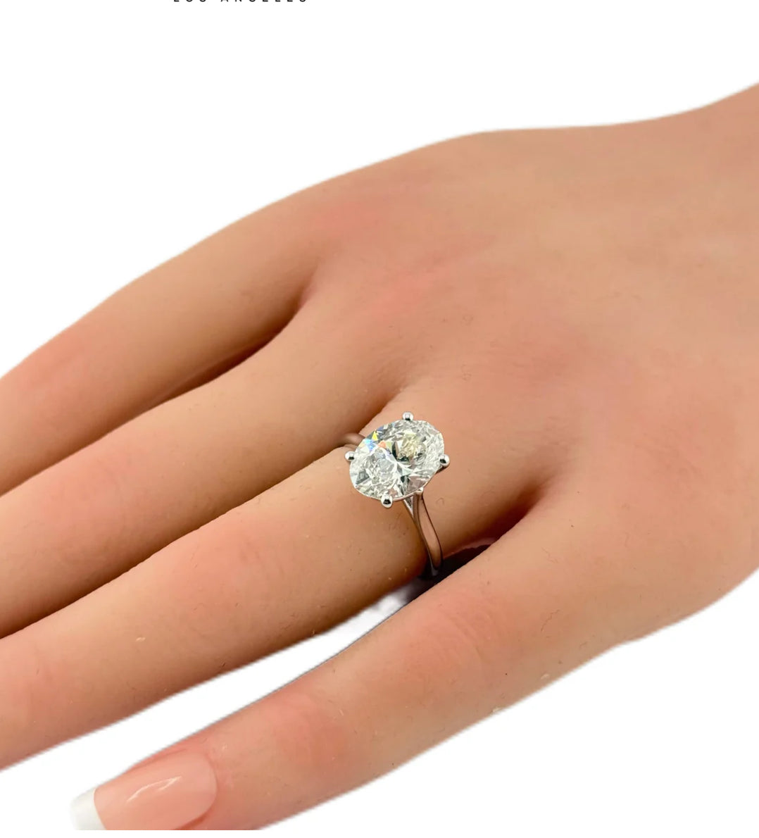 3.07ct 14K White Gold Oval Diamond Engagement Ring