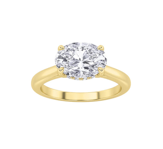 1.50ct 14K Yellow Gold Oval Diamond Hidden Halo Engagement Ring