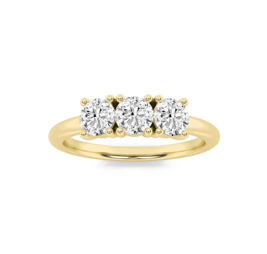1.02ct 14K Yellow Gold 3 Round Diamond Ring