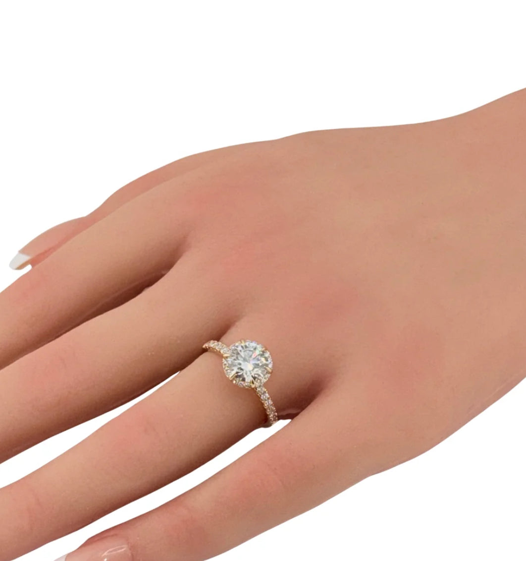 2.10ct 14K Yellow Gold Round Diamond Engagement Ring