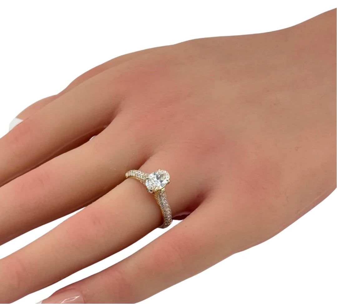 1.50ct 14K Yellow Gold Oval Diamond Engagement Ring