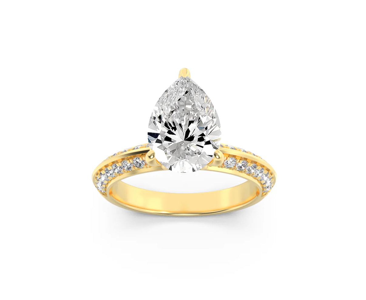 2.00ct 14K Yellow Gold Pear Diamond Engagement Ring