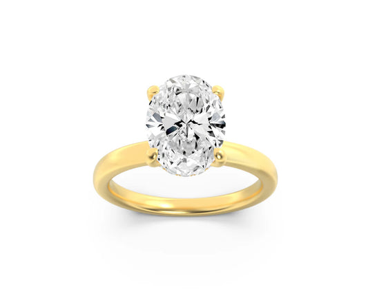 1.00ct 14K Yellow Gold Oval Diamond Hidden Halo Engagement Ring