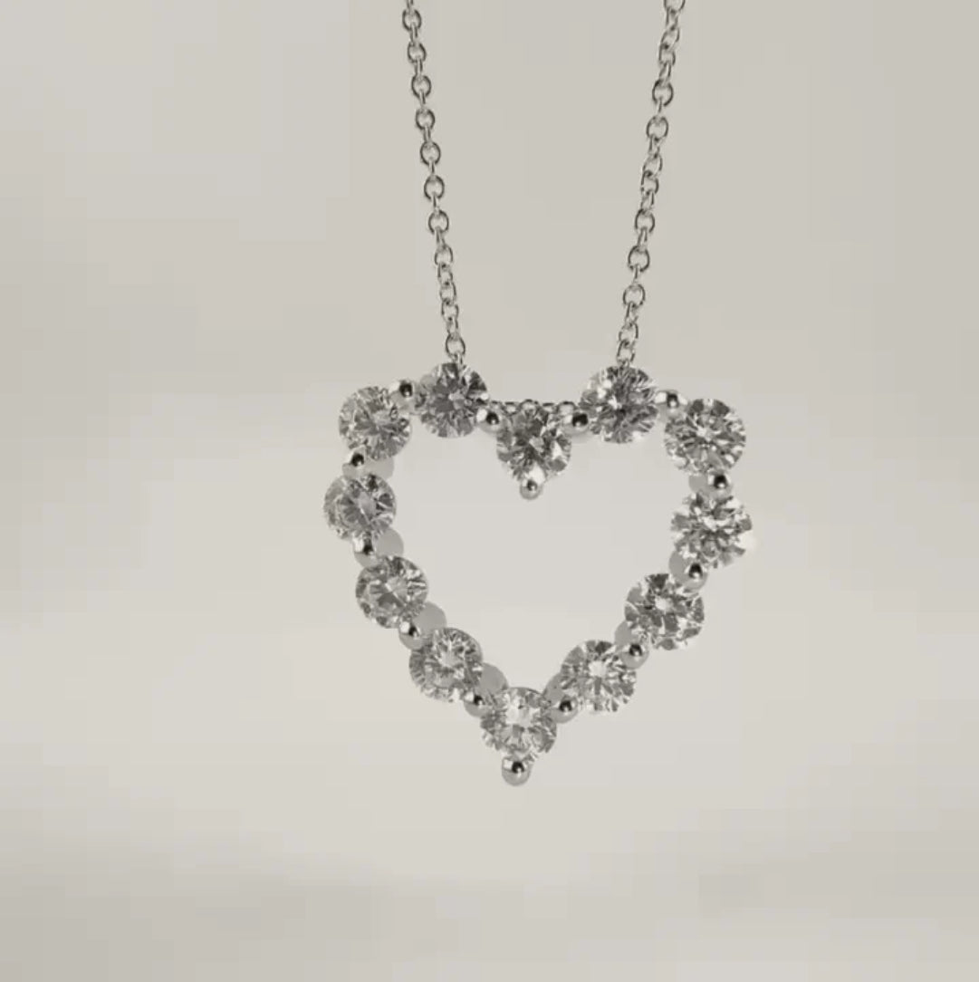 2.04ct White Gold Round Diamond Heart Pendant Necklace