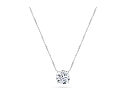 0.75ct 14KT White Gold Round Diamond Pendant Necklace 18"