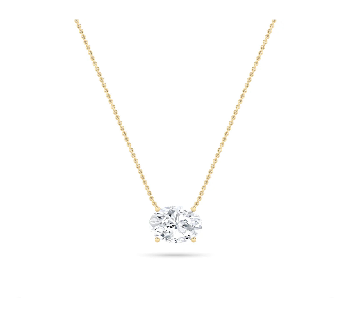 1.01ct 14KT Yellow Gold Oval Diamond Pendant Necklace Sideways 18" (IGI Certified)