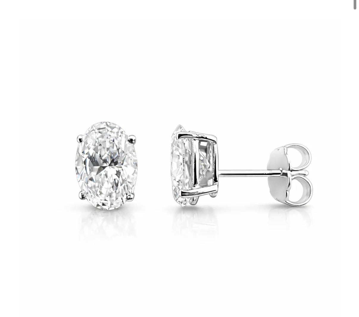 2.14ct 14K White Gold Oval Diamond Solitaire Earrings (IGI CERTIFIED)