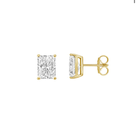 2.12ct 14K Yellow Gold Radiant Diamond Solitaire Earrings (IGI CERTIFIED)