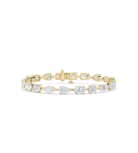 6.00ct 14K Yellow Gold Multi-Shape Lab Diamond Station Bracelet (IGI Certified, 7")
