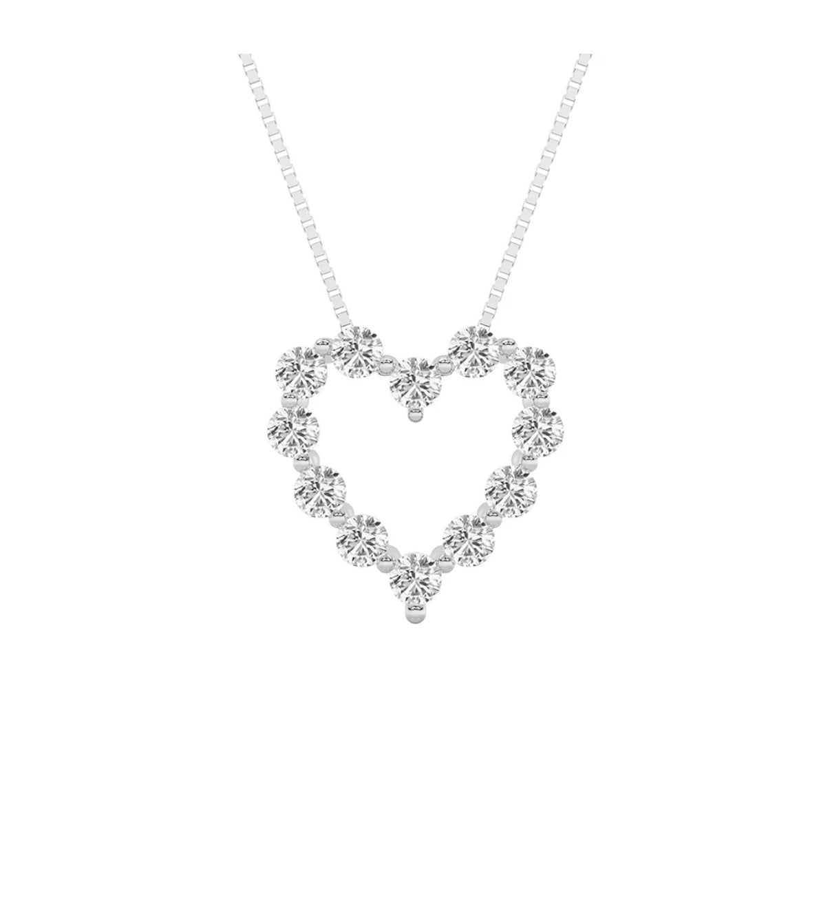2.04ct White Gold Round Diamond Heart Pendant Necklace
