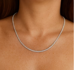 6.05ct Lab Diamond Tennis Necklace – 14K White Gold – 18” – VVS1–VS1