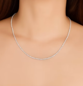 6.05ct Lab Diamond Tennis Necklace – 14K White Gold – 18” – VVS1–VS1