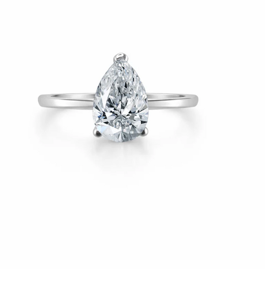 1.58ct 14K White Gold Pear Diamond Halo Engagement Ring
