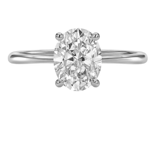 3.07ct 14K White Gold Oval Diamond Engagement Ring